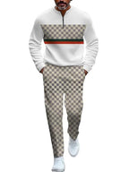 TOVPAO Men's casual sports long sleeved jogging suit two-piece jacket and pants set