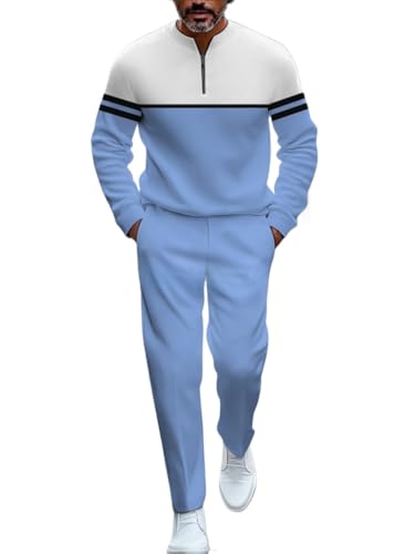 TOVPAO Men's casual sports long sleeved jogging suit two-piece jacket and pants set