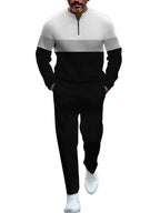 TOVPAO Men's casual sports long sleeved jogging suit two-piece jacket and pants set