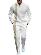TOVPAO Men's casual sports long sleeved jogging suit two-piece jacket and pants set