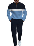 TOVPAO Men's casual sports long sleeved jogging suit two-piece jacket and pants set