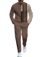TOVPAO Men's casual sports long sleeved jogging suit two-piece jacket and pants set