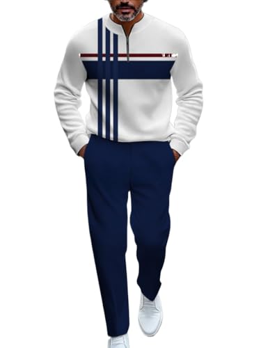 TOVPAO Men's casual sports long sleeved jogging suit two-piece jacket and pants set