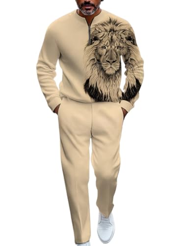 TOVPAO Men's casual sports long sleeved jogging suit two-piece jacket and pants set