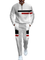 TOVPAO Men's casual sports long sleeved jogging suit two-piece jacket and pants set