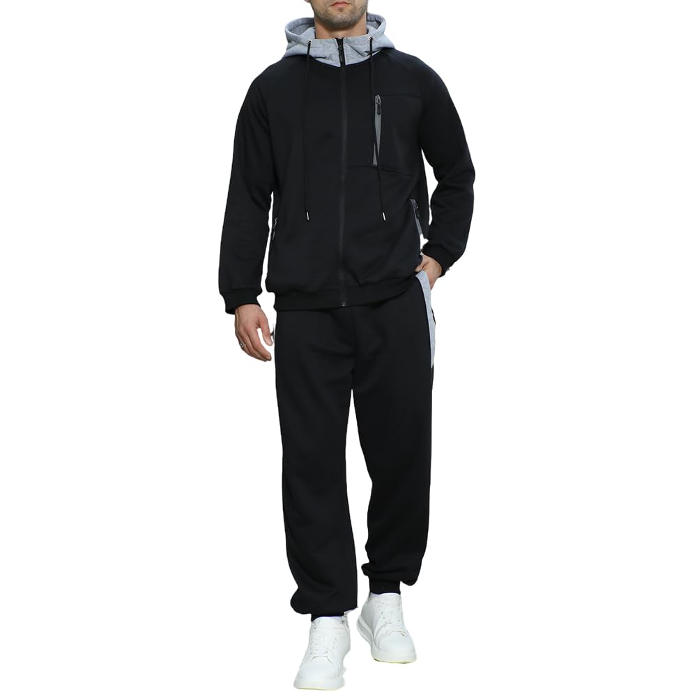 Yuyanrocks Sweatsuits for Men 2 Piece with Zipper Pockets Full Zip Hoodie Tracksuit Sets Jogging Sports Casual Sweat Suits