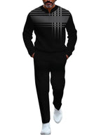 TOVPAO Men's casual sports long sleeved jogging suit two-piece jacket and pants set