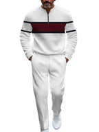 TOVPAO Men's casual sports long sleeved jogging suit two-piece jacket and pants set