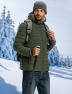 TACVASEN Men's Puffer Jacket Hooded Sherpa Lined Water Resistant Windproof Insulated Jacket Warm Winter Puffy Coat