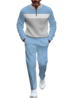 TOVPAO Men's casual sports long sleeved jogging suit two-piece jacket and pants set
