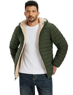 TACVASEN Men's Puffer Jacket Hooded Sherpa Lined Water Resistant Windproof Insulated Jacket Warm Winter Puffy Coat