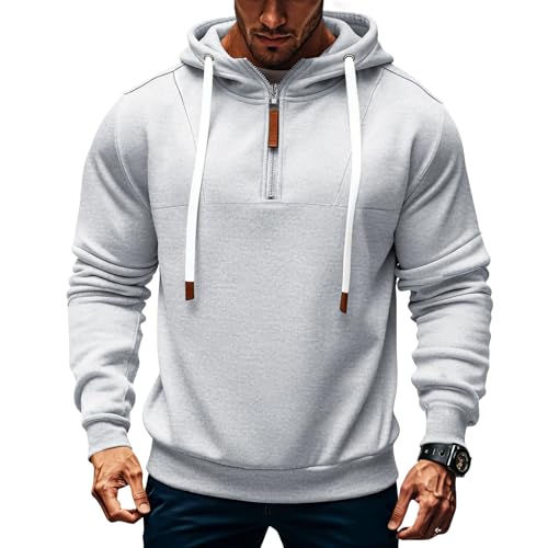 TRFIC Mens Quarter Zip Hoodie Sweatshirt Warm Fleece Long Sleeve Pullover Hoodies for Men