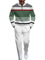 TOVPAO Men's casual sports long sleeved jogging suit two-piece jacket and pants set