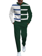 TOVPAO Men's casual sports long sleeved jogging suit two-piece jacket and pants set