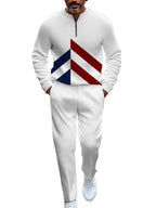 TOVPAO Men's casual sports long sleeved jogging suit two-piece jacket and pants set