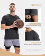 BOOJO 7 Pack Workout Shirts for Men - Quick Dry Moisture Wicking T-Shirts Short Sleeve Tees for Gym Running Athletic Sport