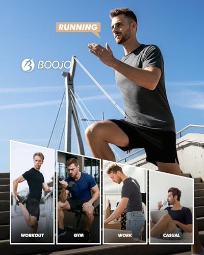 BOOJO 7 Pack Workout Shirts for Men - Quick Dry Moisture Wicking T-Shirts Short Sleeve Tees for Gym Running Athletic Sport