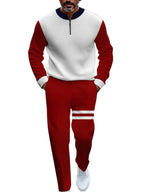 TOVPAO Men's casual sports long sleeved jogging suit two-piece jacket and pants set