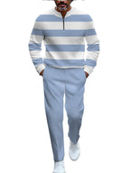 TOVPAO Men's casual sports long sleeved jogging suit two-piece jacket and pants set