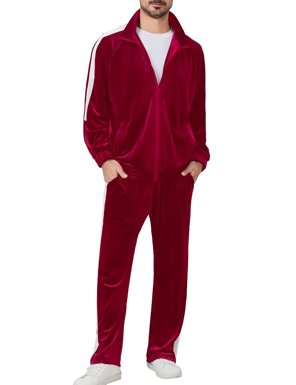 Ragelion Mens Tracksuit 2 Piece Velour Sweatsuit for Men Casual Full Zip Jogging Suit Jacket Pants Set