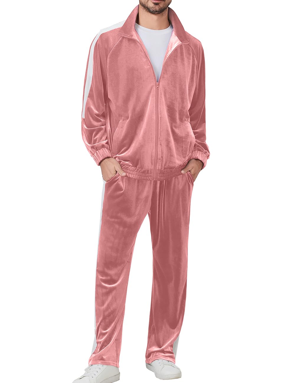 Ragelion Mens Tracksuit 2 Piece Velour Sweatsuit for Men Casual Full Zip Jogging Suit Jacket Pants Set