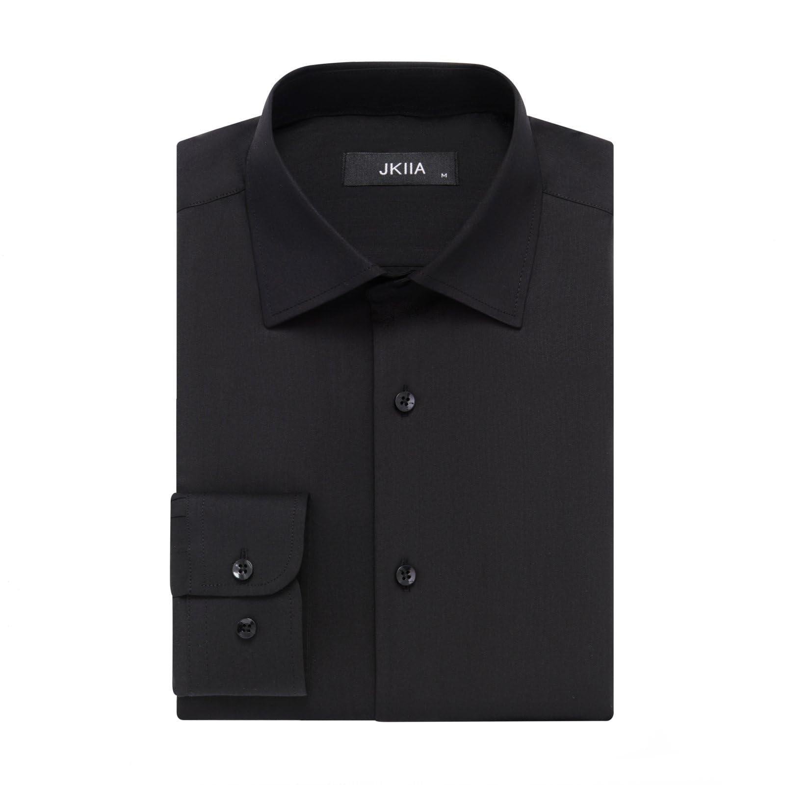 JKIIA Men's Dress Shirts Stretch Wrinkle-Free Long Sleeve Shirts Solid Business Casual Formal Button Up Shirt