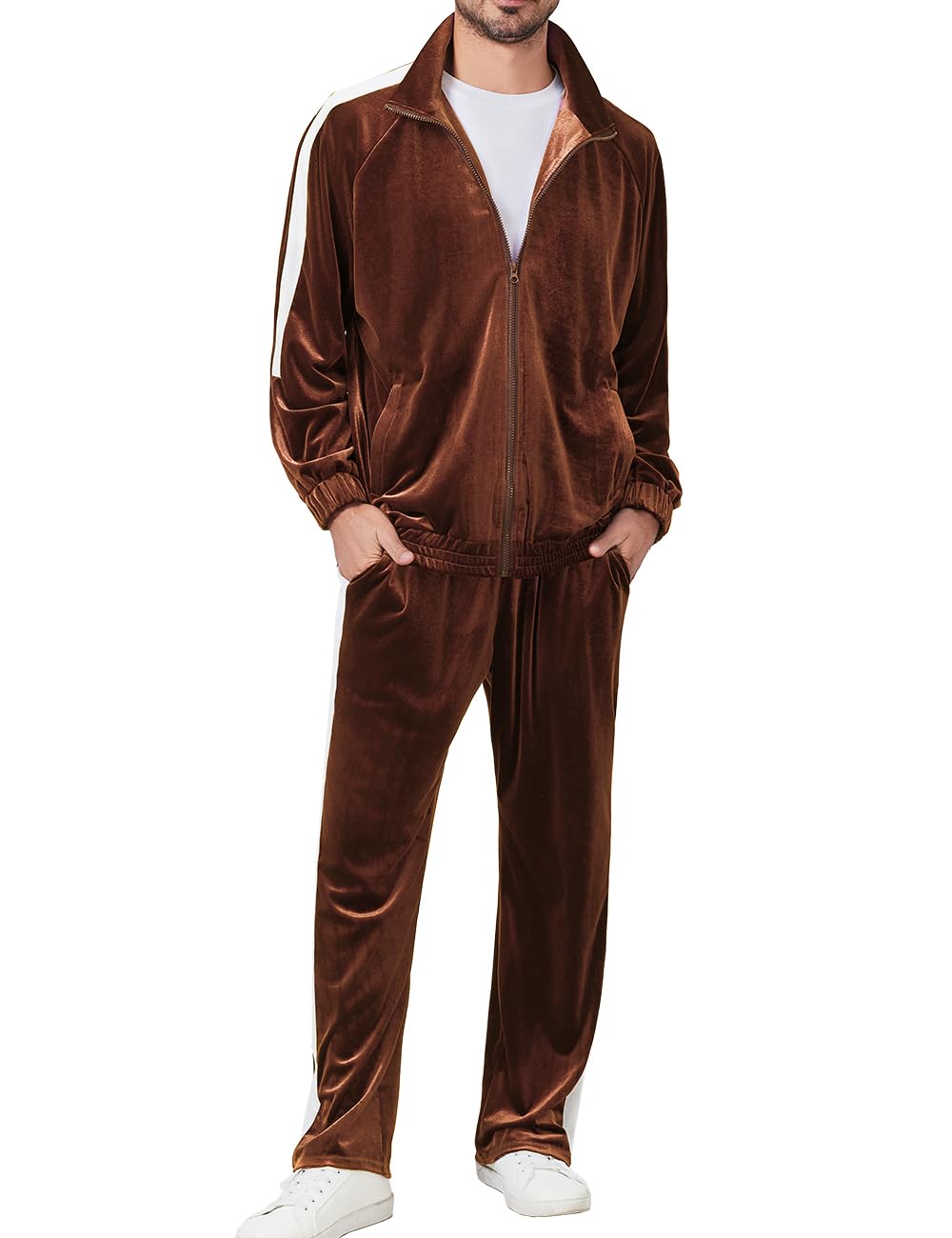 Ragelion Mens Tracksuit 2 Piece Velour Sweatsuit for Men Casual Full Zip Jogging Suit Jacket Pants Set