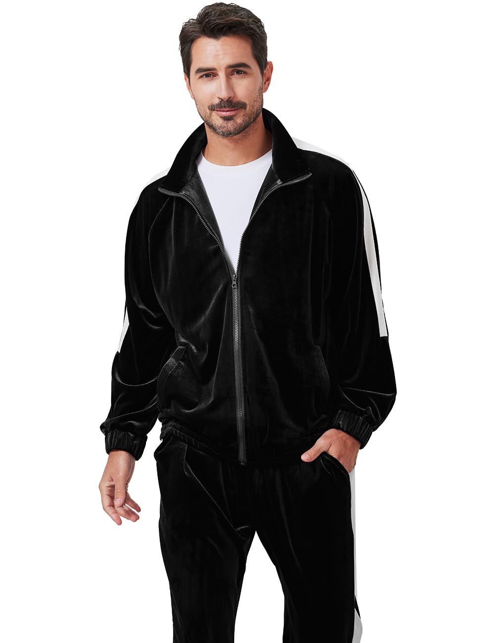 Ragelion Mens Tracksuit 2 Piece Velour Sweatsuit for Men Casual Full Zip Jogging Suit Jacket Pants Set