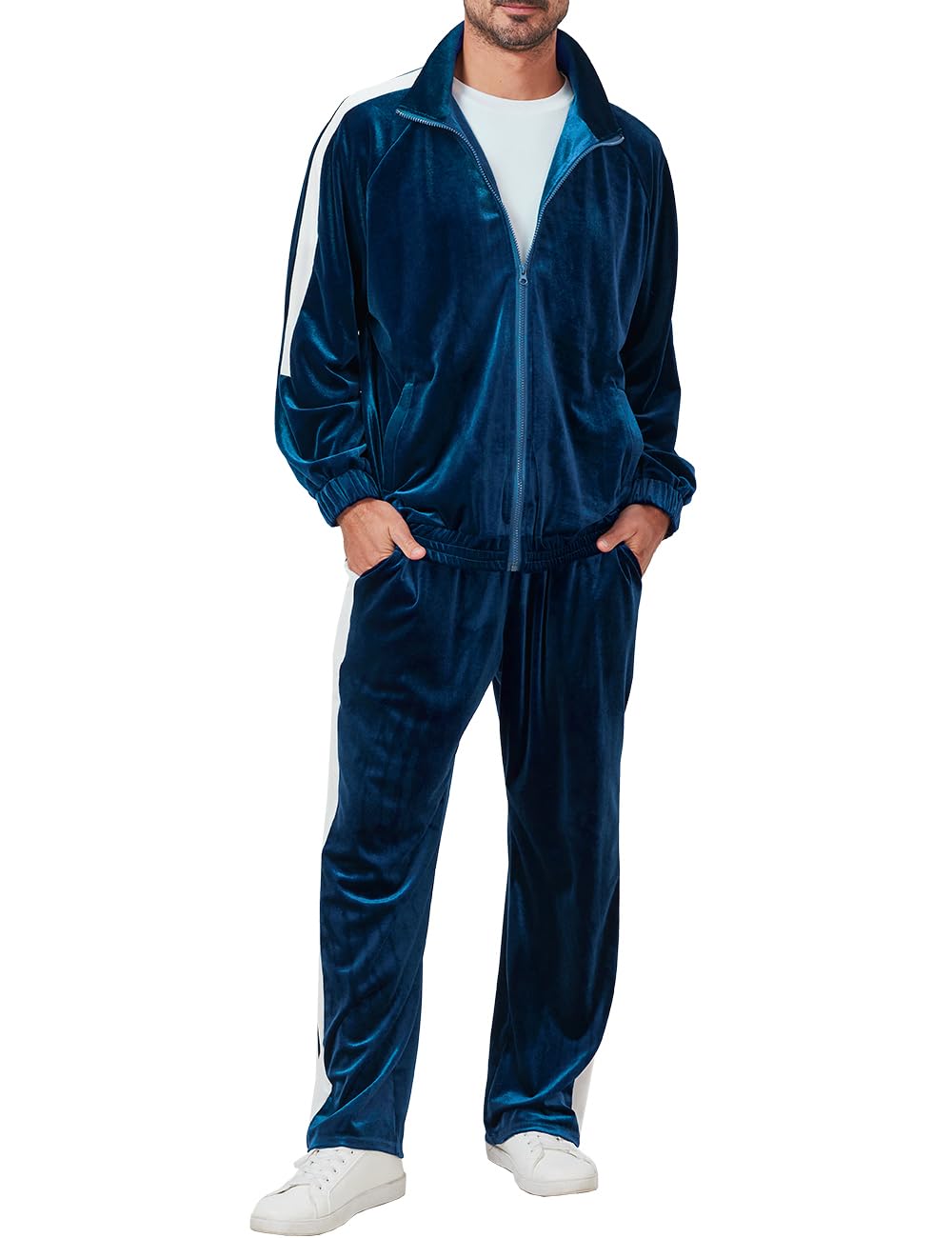 Ragelion Mens Tracksuit 2 Piece Velour Sweatsuit for Men Casual Full Zip Jogging Suit Jacket Pants Set