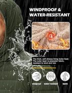 TACVASEN Men's Puffer Jacket Hooded Sherpa Lined Water Resistant Windproof Insulated Jacket Warm Winter Puffy Coat