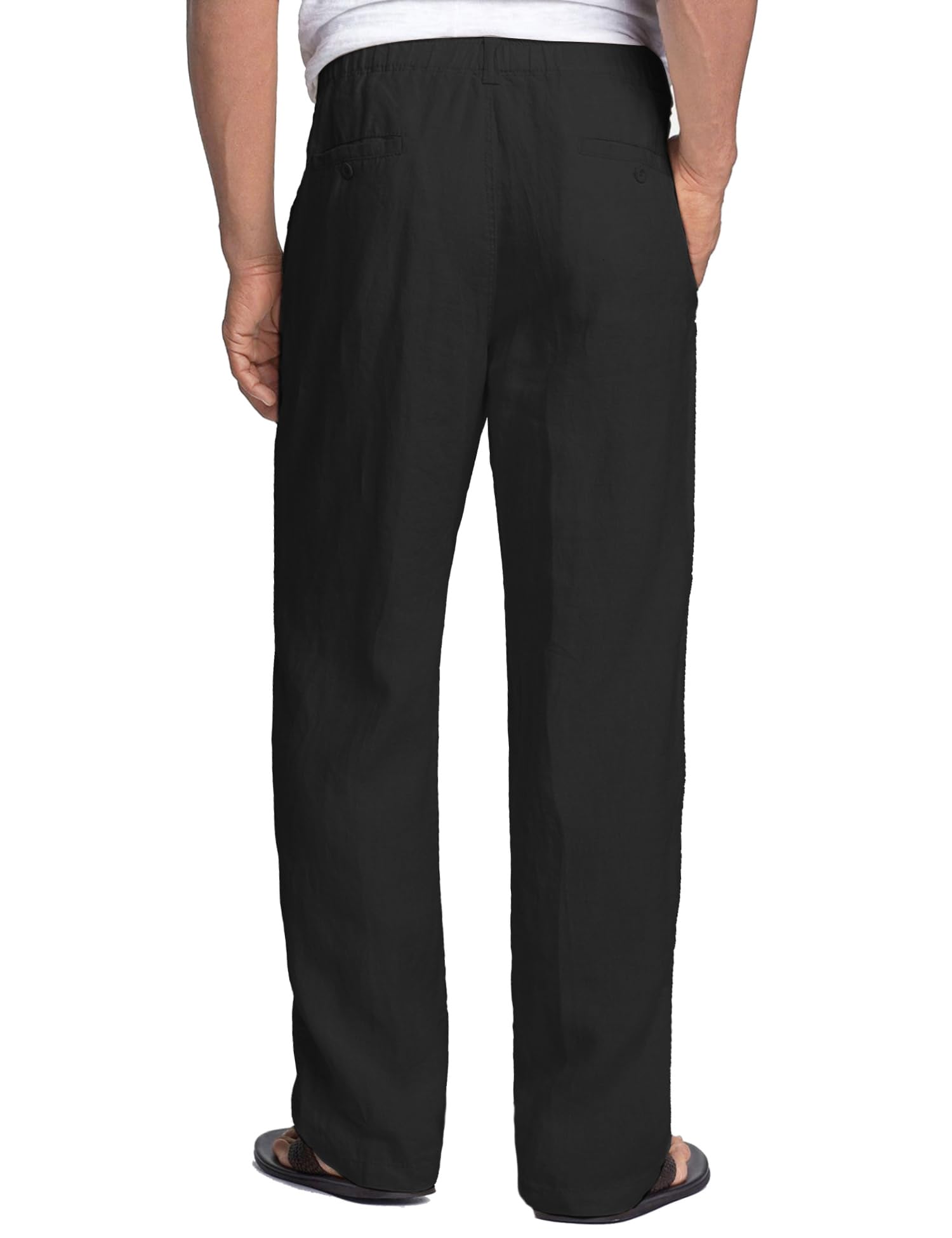 COOFANDY Men's Linen Pants Casual Beach Summer Pant Elastic Waist Drawstring Lightweight Trousers