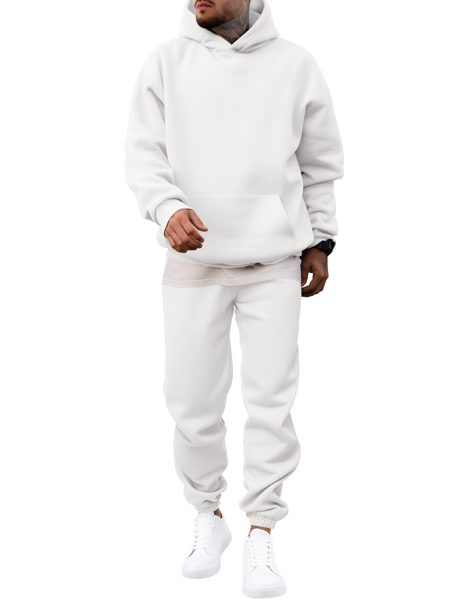 JMIERR Men's 2 Piece Outfits Hoodie Sweatshirt Tracksuit & Joggers Sweatpants Sweatsuit Set