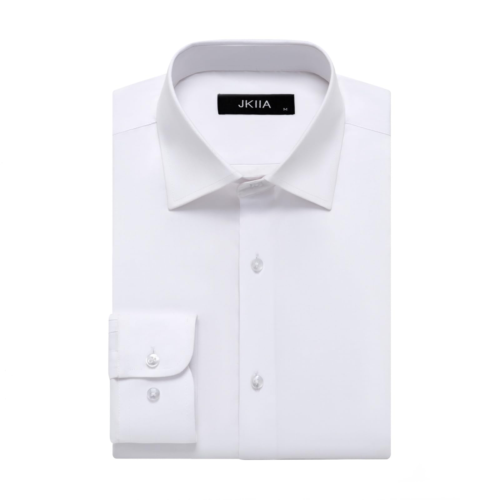 JKIIA Men's Dress Shirts Stretch Wrinkle-Free Long Sleeve Shirts Solid Business Casual Formal Button Up Shirt