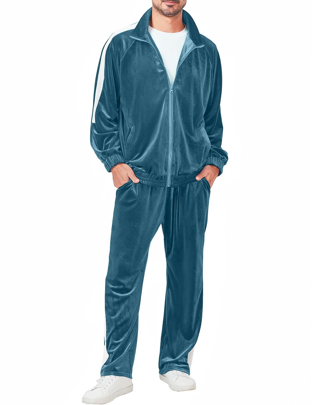 Ragelion Mens Tracksuit 2 Piece Velour Sweatsuit for Men Casual Full Zip Jogging Suit Jacket Pants Set