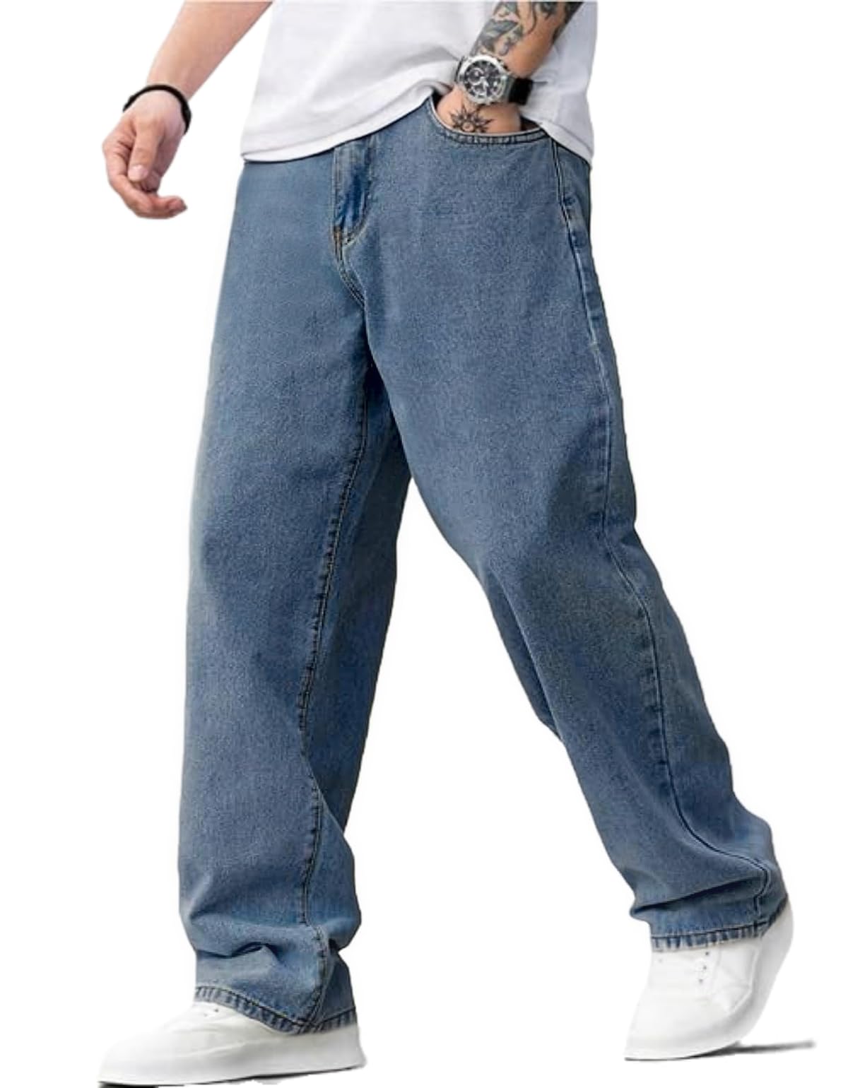 LuminBlaze Baggy Jeans for Men Y2K Streetwear Vintage Wide Leg Loose Fit Denim Pants Hip Hop Skater Carpenter Jeans