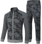 MoFiz Men's Tracksuits Set Long Sleeve Causal Full Zip Running Sports Sweatsuit For Men 2 Piece Outfits