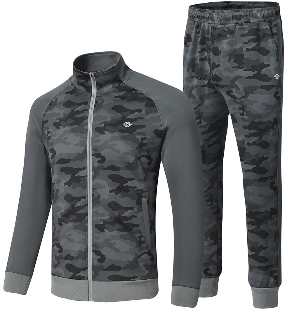 MoFiz Men's Tracksuits Set Long Sleeve Causal Full Zip Running Sports Sweatsuit For Men 2 Piece Outfits