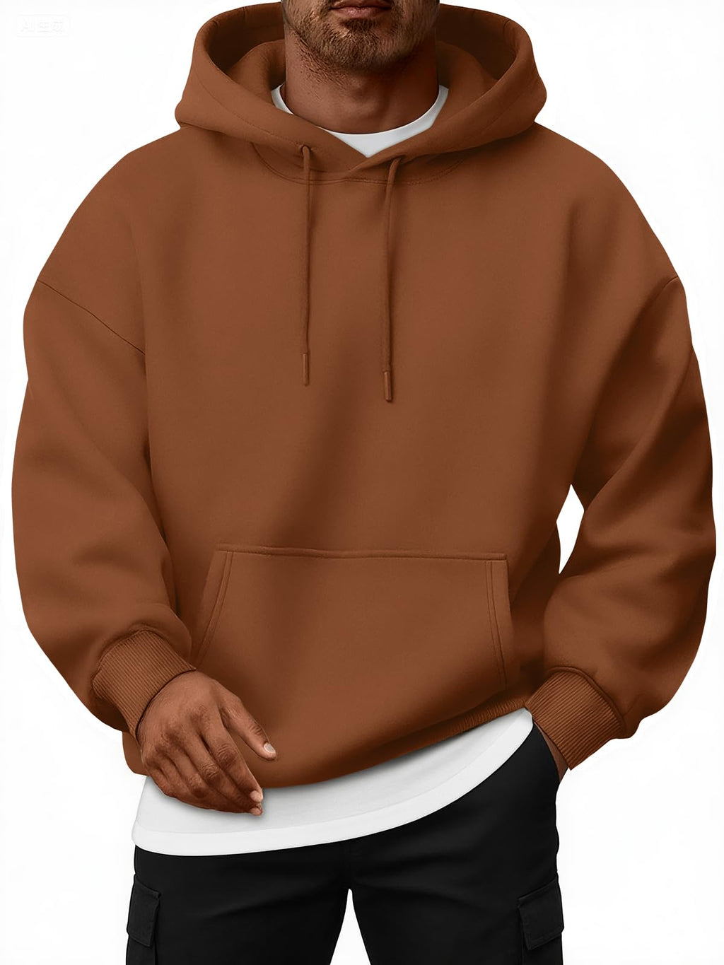 EFAN Mens Oversized Hoodies Fall Sweatshirt Winter Fleece Hooded Collar Drawstring Pullover With Pockets