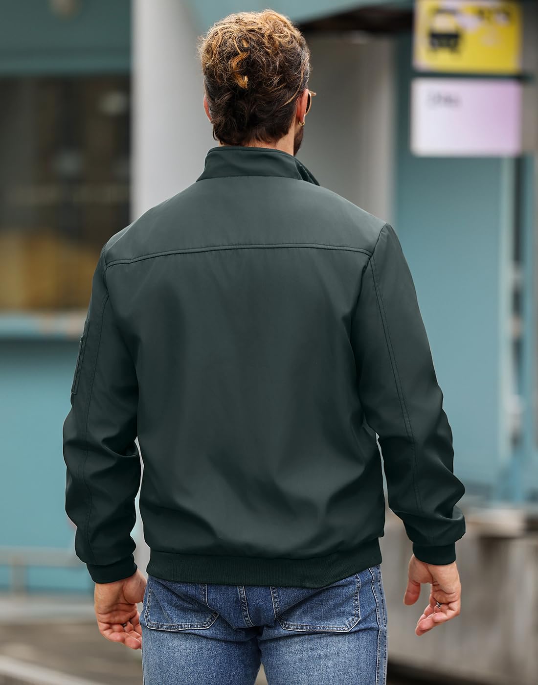 Wizoat Men's Bomber Jacket Lightweight Casual Windbreaker Jackets Zip Up Coat