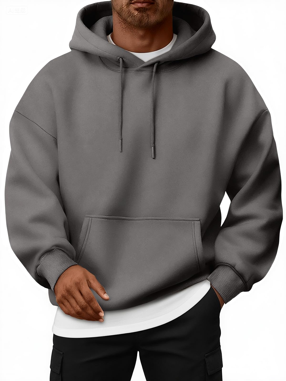 EFAN Mens Oversized Hoodies Fall Sweatshirt Winter Fleece Hooded Collar Drawstring Pullover With Pockets