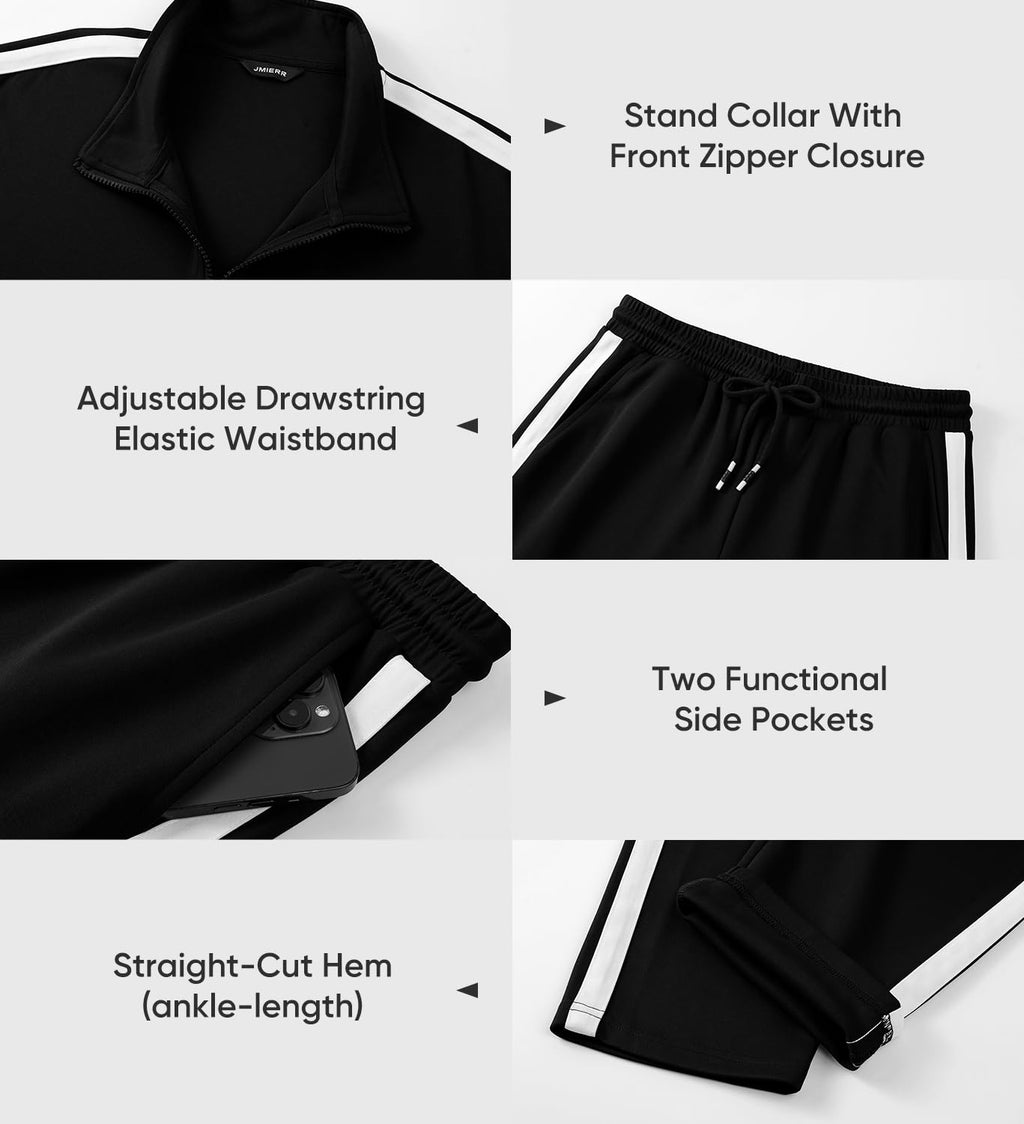 JMIERR Men's Track Suits Sweatsuits 2 Piece Full Zip Sports Outfits Set Sweatshirt and Joggers Sweatpants