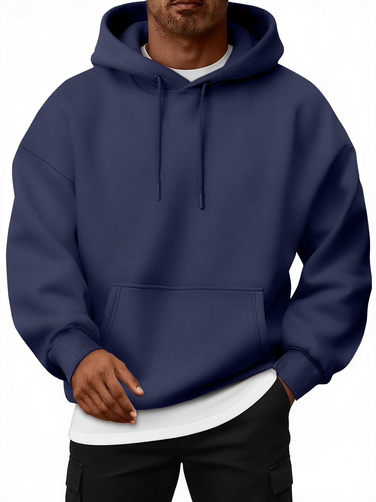 EFAN Mens Oversized Hoodies Fall Sweatshirt Winter Fleece Hooded Collar Drawstring Pullover With Pockets