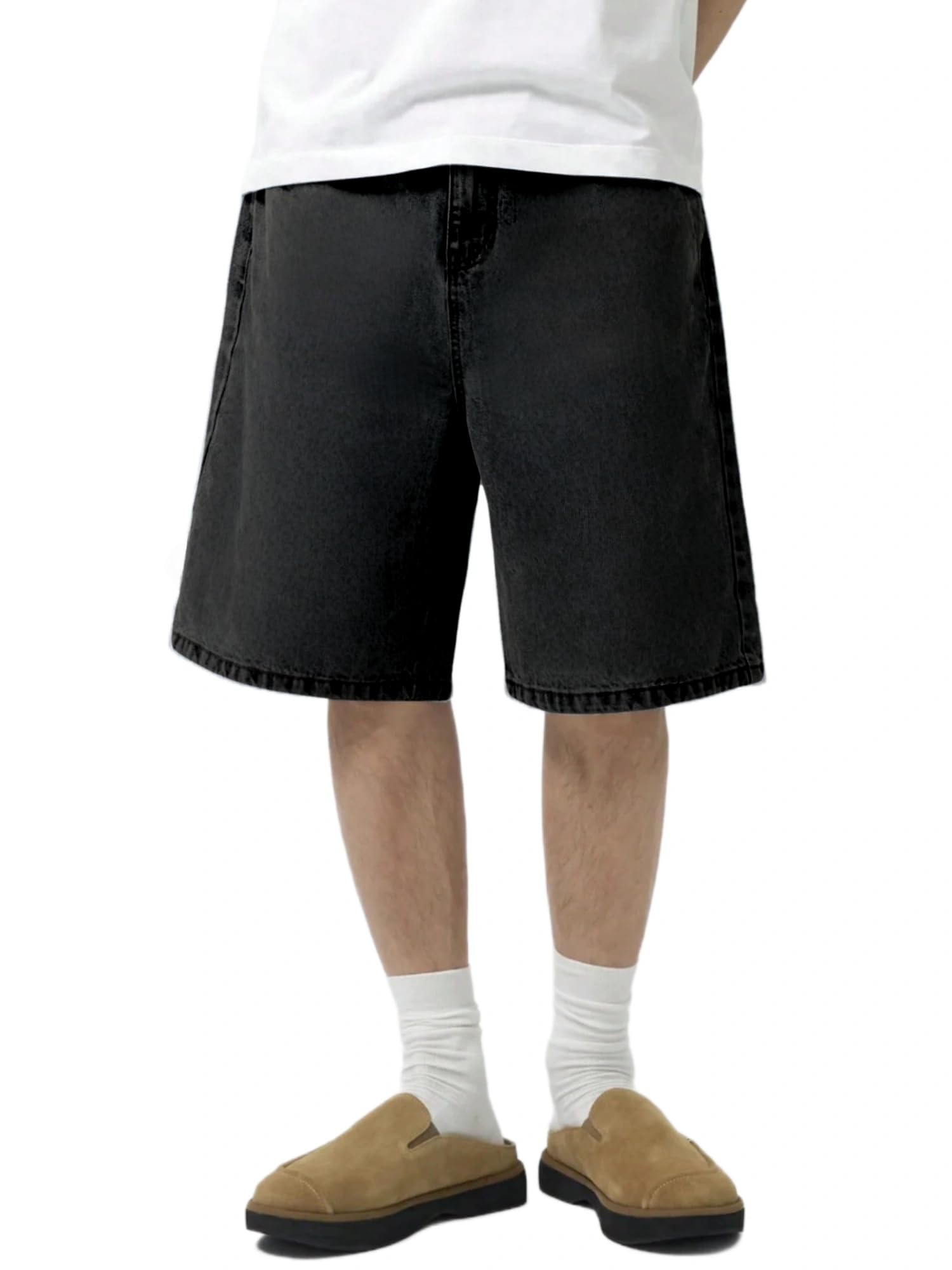 LuminBlaze Mens Baggy Jean Shorts Loose Fit Vintage Wide Leg Jorts Y2K Streetwear Hip Hop Casual Denim Shorts