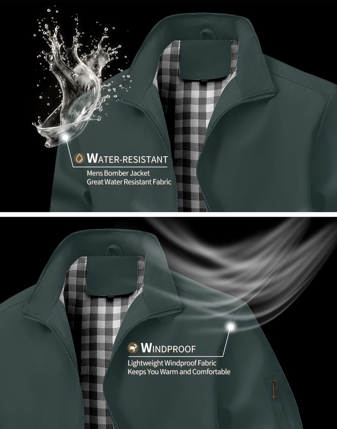 Wizoat Men's Bomber Jacket Lightweight Casual Windbreaker Jackets Zip Up Coat