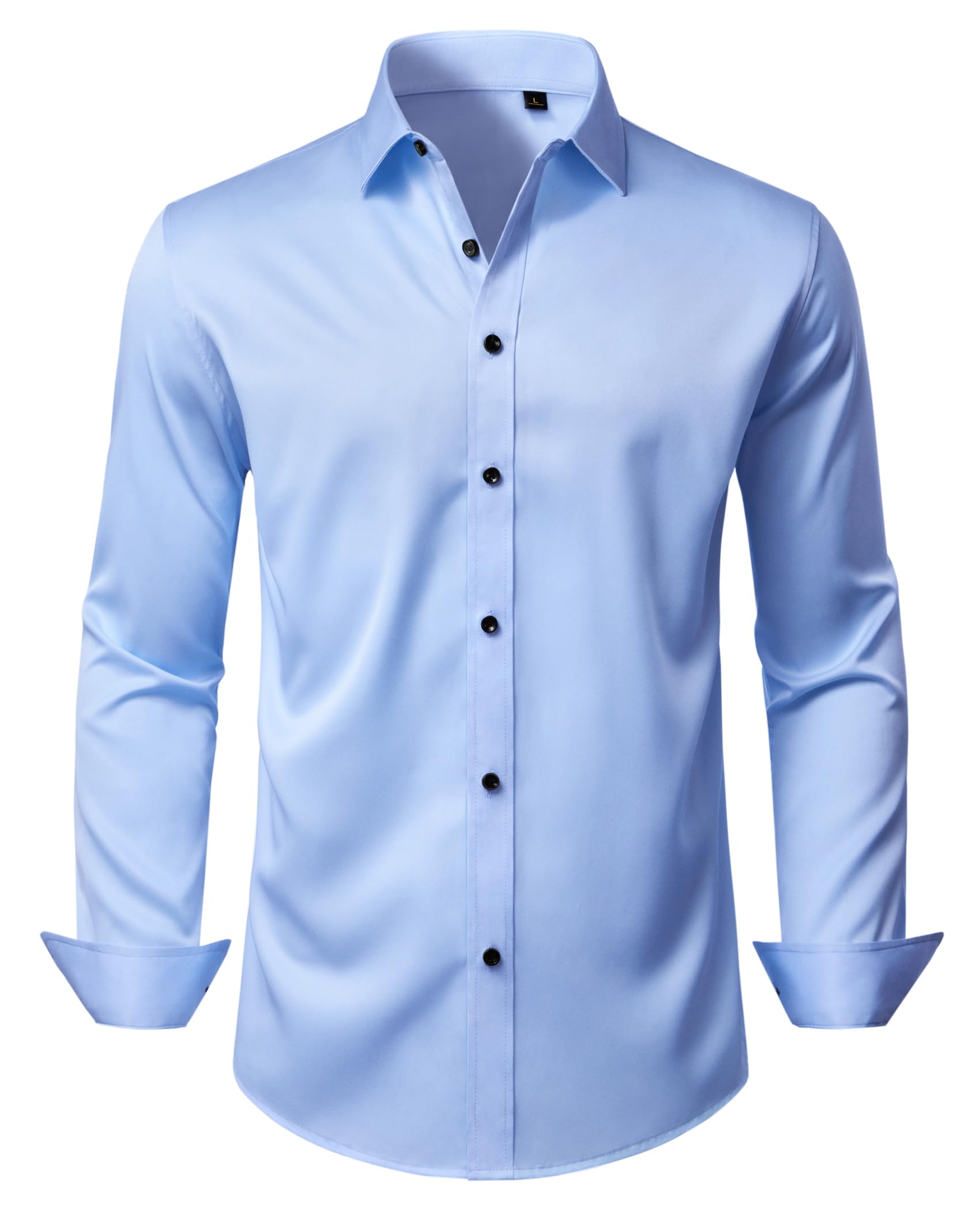 DEMEANOR Mens Wrinkle Free Dress Shirts Long Sleeve Stretch Business Casual Wedding Dating Button Down Shirt
