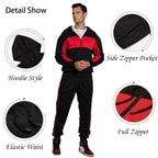 CALUOMATT Men's Hooded Athletic Tracksuit Sweatsuit Long Sleeve Full-Zip Jogging Sweatpants 2 Piece Patchwork Sportsuits