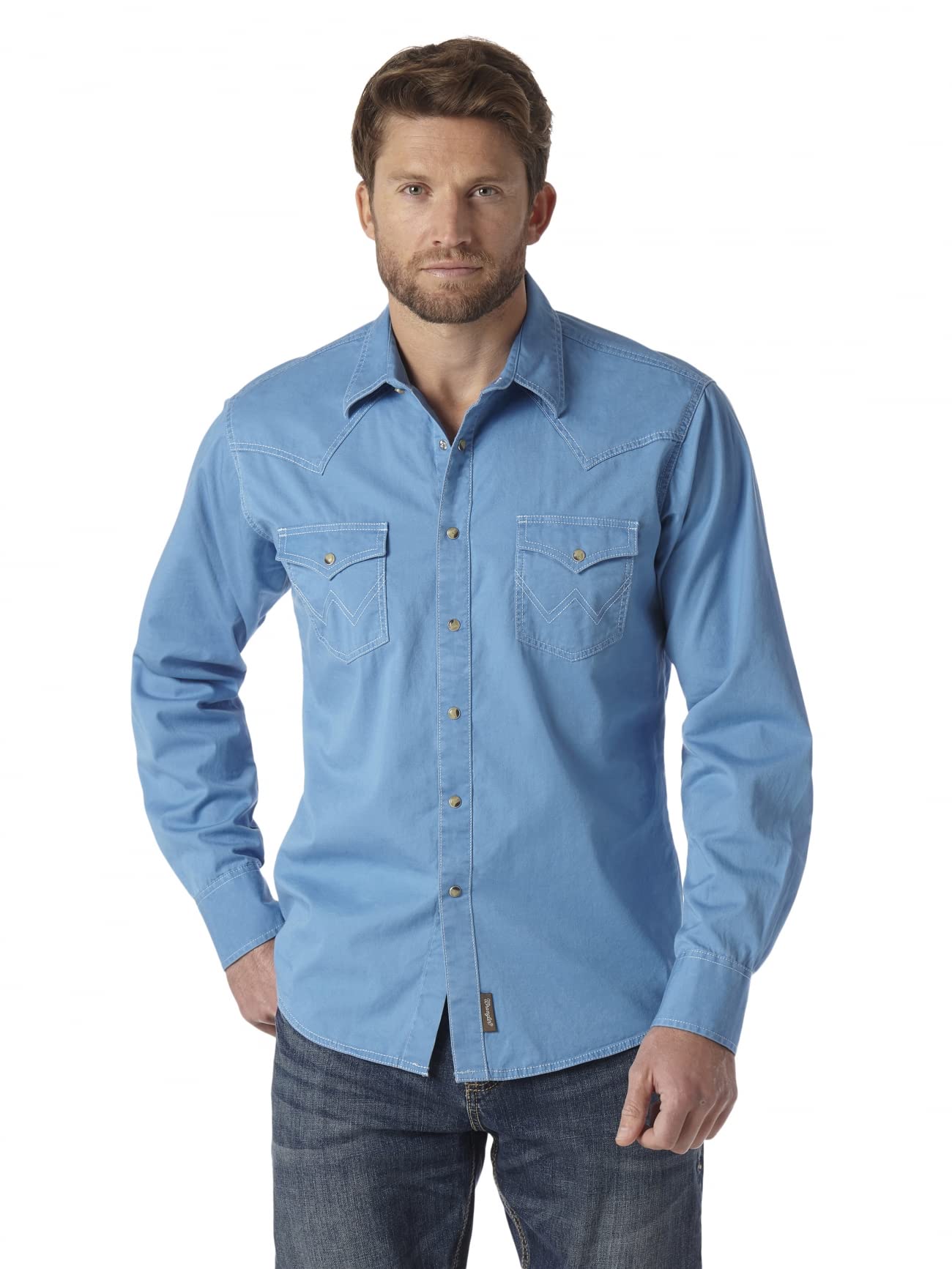 Wrangler Mens Retro Two Pocket Long Sleeve Snap Shirt Discontinued