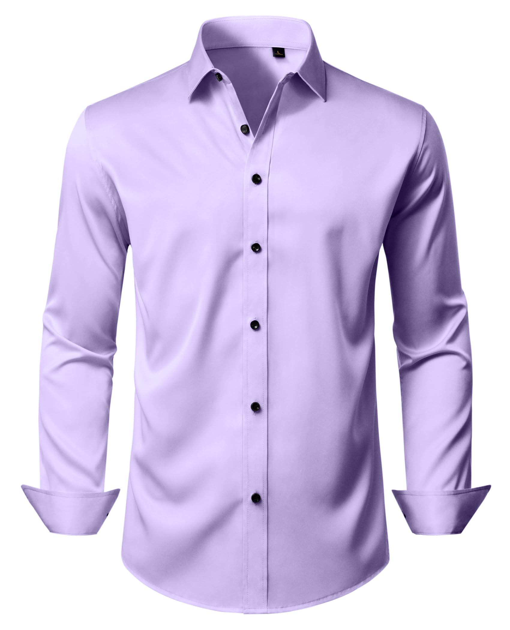 DEMEANOR Mens Wrinkle Free Dress Shirts Long Sleeve Stretch Business Casual Wedding Dating Button Down Shirt