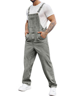 Runcati Men's Denim Bib Overall Jean Romper Trousers Adjustable Strap Workwear Slim Fit Jumpsuit