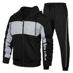 CALUOMATT Men's Hooded Athletic Tracksuit Sweatsuit Long Sleeve Full-Zip Jogging Sweatpants 2 Piece Patchwork Sportsuits